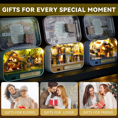 9 Styles Box Theatre DIY Wooden DollHouses Miniature Box Doll Houses 3D Puzzle Assemble Building Model Kits Toy Birthday Gifts