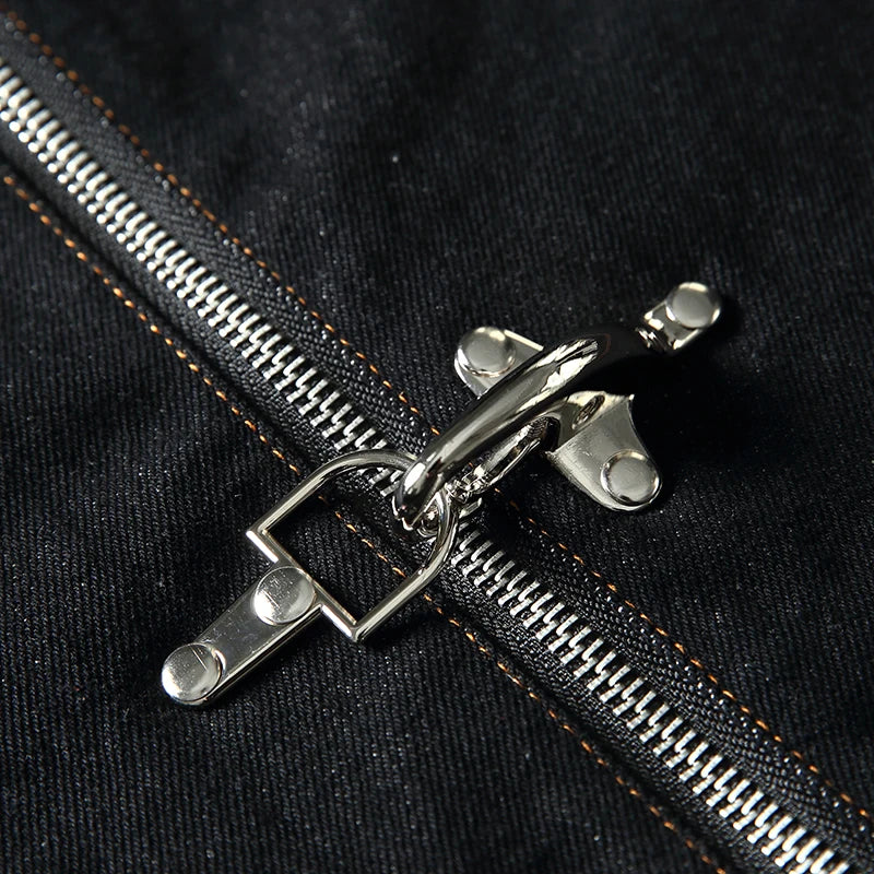 American Vintage Denim Jacket Men Stand Collar Cotton Spring Metal Button Splicing Regular Fit Streetwear Trendy Casual Outwear