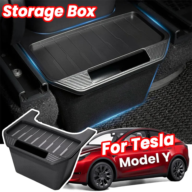 Rear Seat Storage Box for Tesla Model Y 3 Highland Organizer Center Console Bins Backseat Trash Can Garbage Bag Tray Accessories