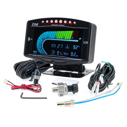 Universal Car LCD Digital Gauge 5 In 1 Tachometer Oil Pressure Sensor Volt Voltmeter Water Temperature Fuel Gauge 12V/24V