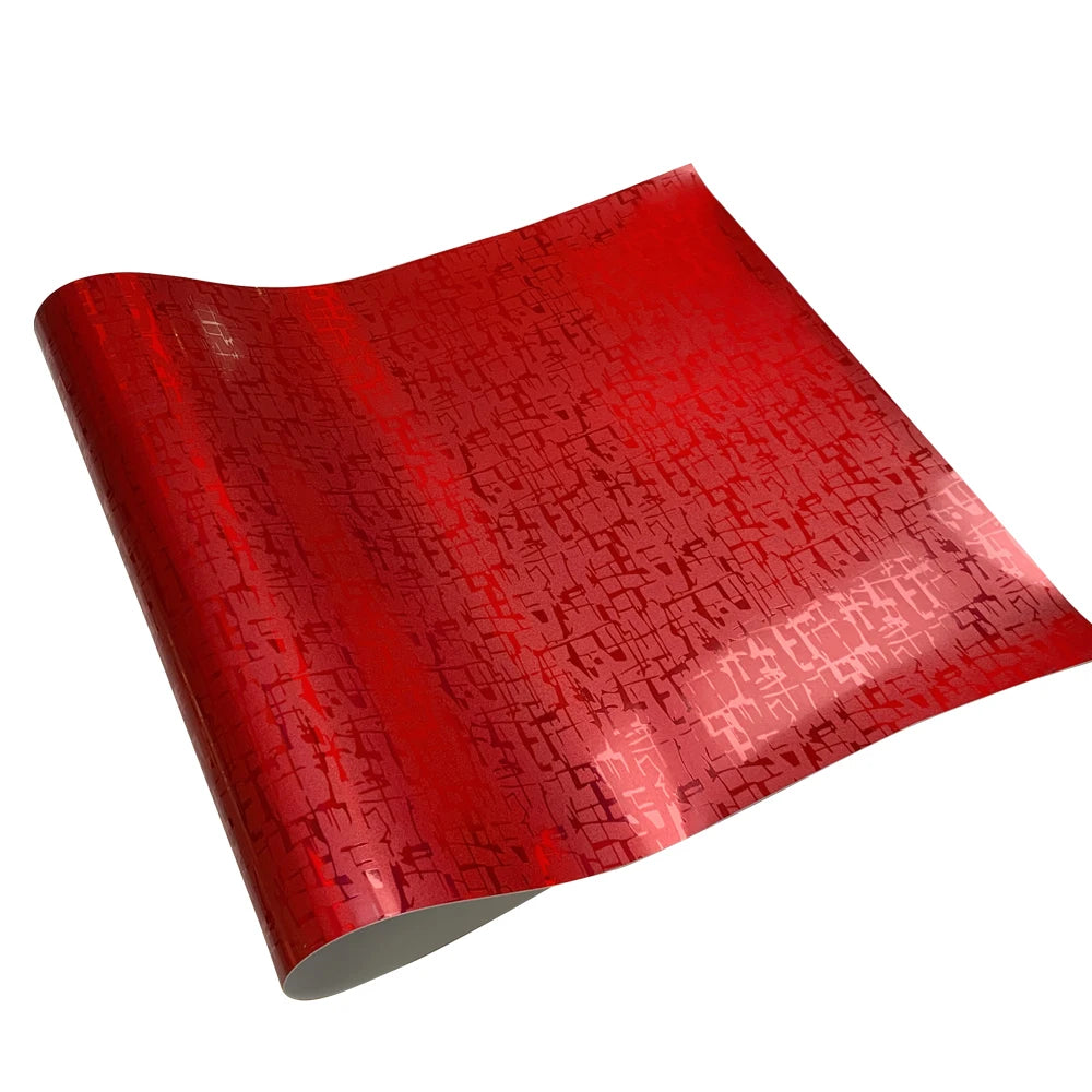 Carbon Fiber Laser Red Car Stickers Glossy Holographic Vinyl Wrap Films Air Release Bubble Free Auto Body Decal Car Accessories