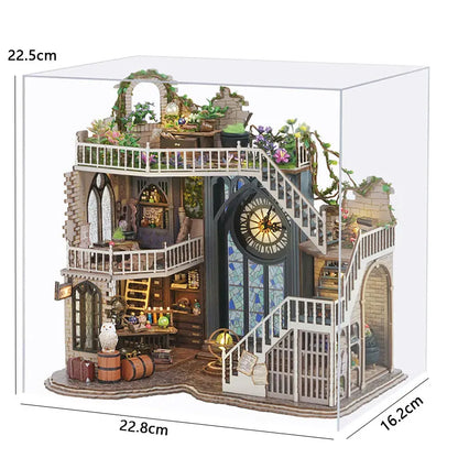 Zuuton DIY Wooden Dollhouse Kit Flower Garden Villa with LED Light Miniature House with Furniture 3D Puzzle Handmade Craft Gifts