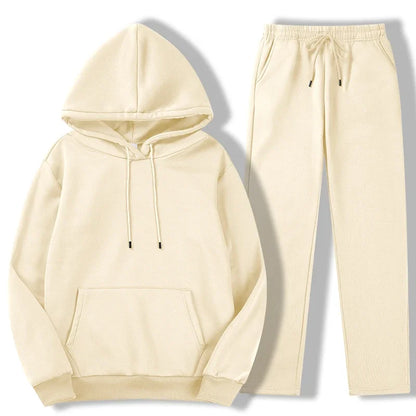 Men's Autumn Winter Solid Color Casual Sports Two - piece Hoodie and Pants Set S - 3XL Tracksuit for Daily Workout Enthusiasts