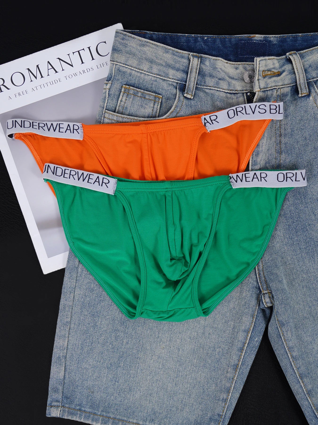 3 PCS Men's Colorful Modal Briefs U Convex Pouch Elastic Waistband Soft Breathable Sexy Underwear