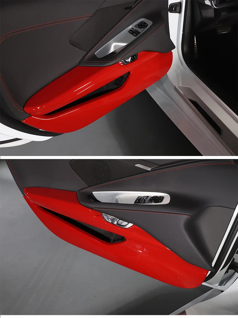 ABS Red For Chevrolet Corvette C8 Stingray Z51 Z06 2020-2023 Car Door Anti-kick Panel Cover Trim Sticker Car Accessories