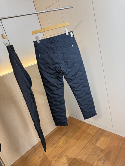 Men's Fashionable Urban Style Duck down Pants 90% Fill Power Straight Leg Thickened Warm Commuter Trousers for Winter