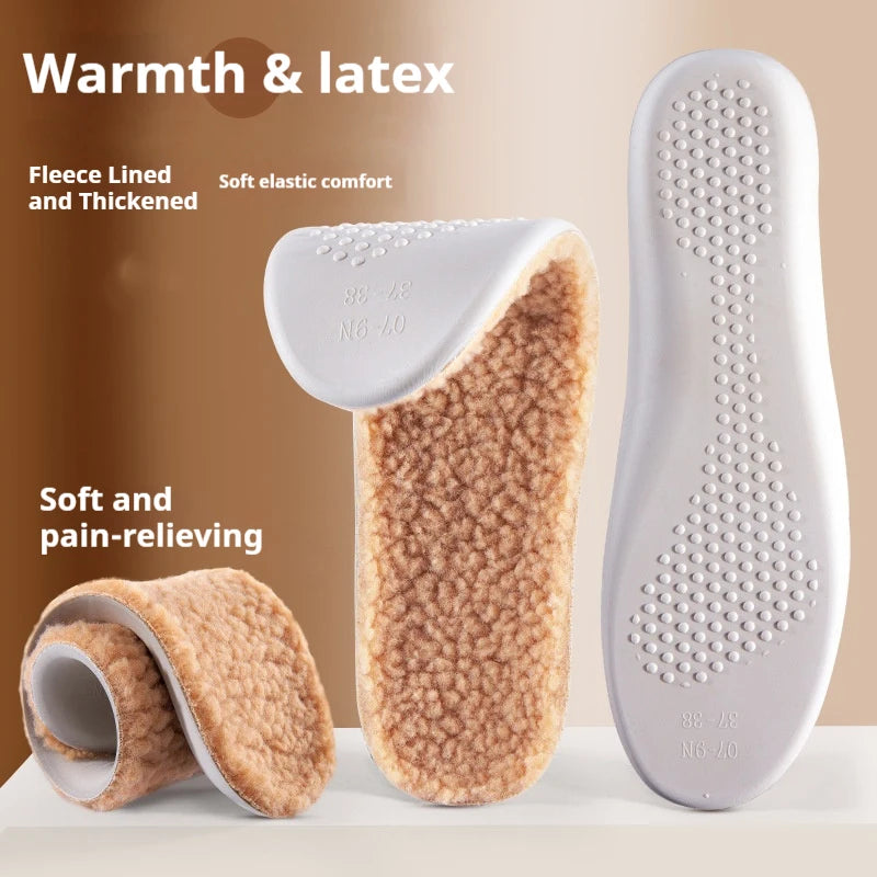 1/5/10Pair Cotton Shoes Winter Warmth Insoles Latex Lambswool Insole Soft Shoe Sole Thick Plush Comfortable Shoe Pads