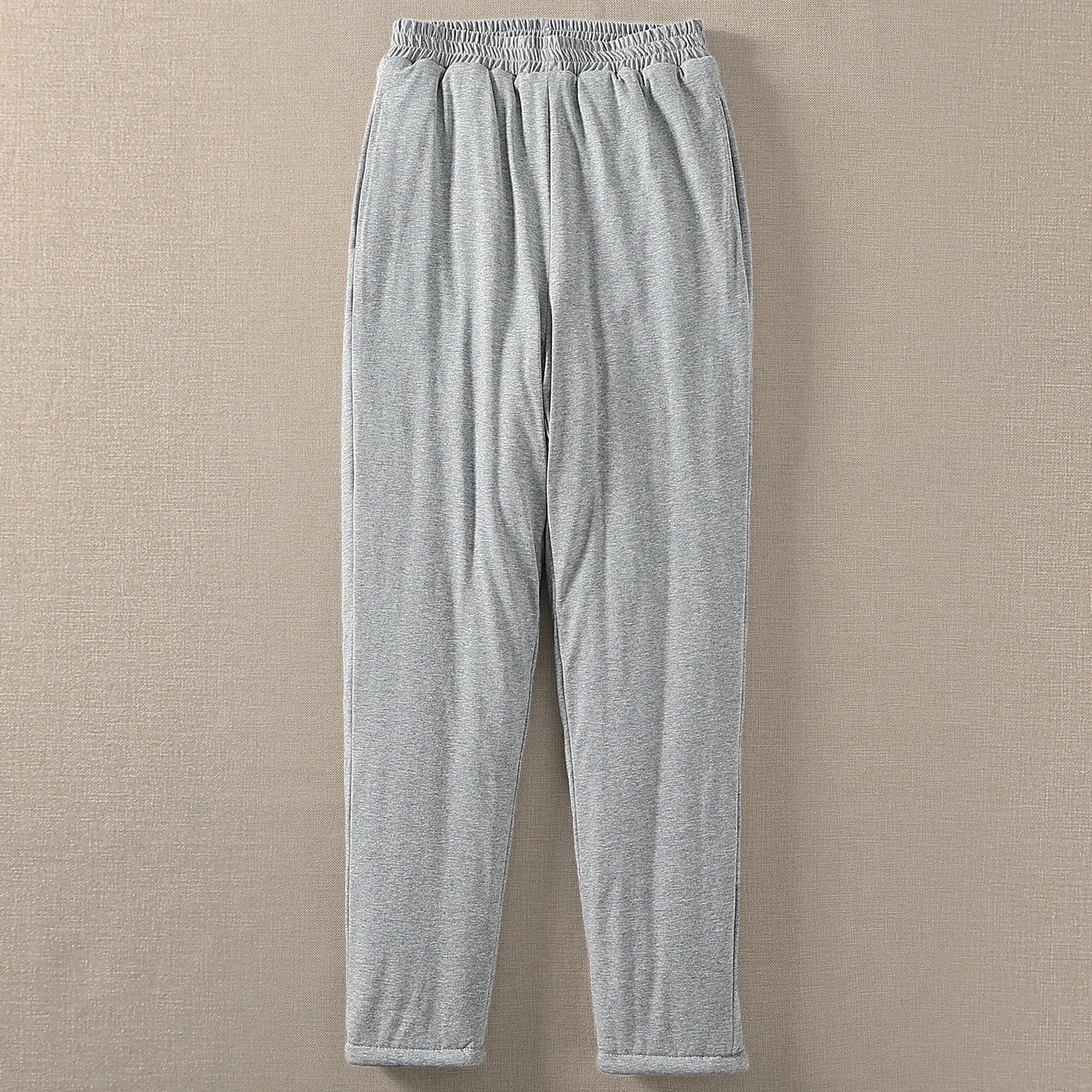 Pure Cotton High Waist Thickened Long Pants Men Women Adult Autumn Winter Warm Underwear Fleece Lined Straight Leg Trousers