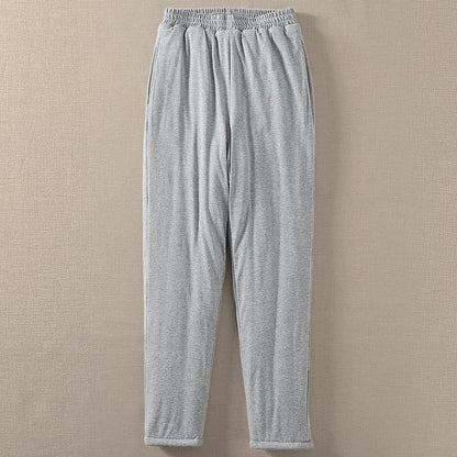 Pure Cotton High Waist Thickened Long Pants Men Women Adult Autumn Winter Warm Underwear Fleece Lined Straight Leg Trousers