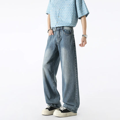 Men's Fashion Jeans Classic America Jeans Y2K Casual Baggy Jeans Straight Leg Retro Wide-legged Jeans Loose Suit Pants Trousers