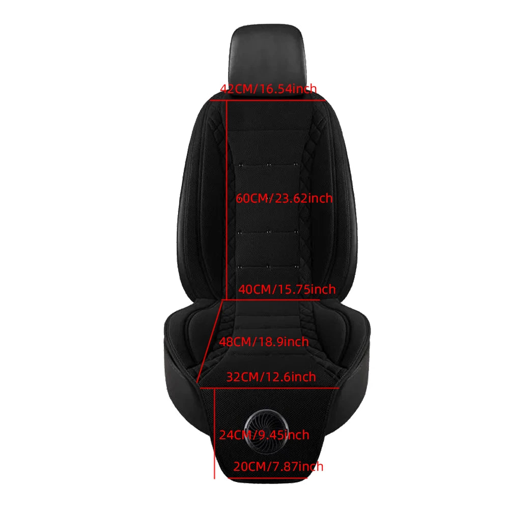 USB Summer Cooling Car Seat Cushion With Fan Front Seat Cooled Seat Cover Black Ventilated Breathable Seat Cover 3-Speed Setting