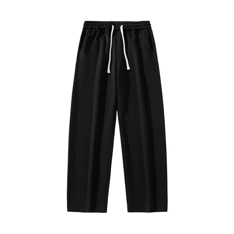 DUKEEN Heavyweight Fleece-Lined Straight Sweatpants for Men 2025 Basic Thick Warm Loose Fit Fall Winter Casual Long Pants