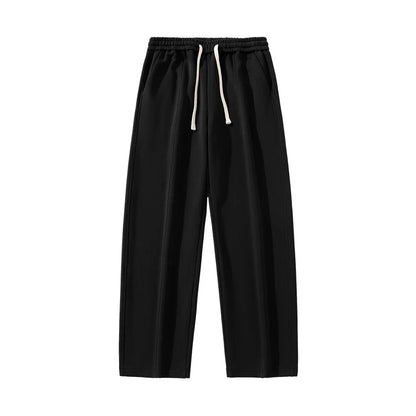DUKEEN Heavyweight Fleece-Lined Straight Sweatpants for Men 2025 Basic Thick Warm Loose Fit Fall Winter Casual Long Pants