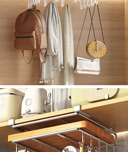 Installation-free Kitchen Cabinet Under Shelf No-Punch Large Capacity Storage Board Pot Cover Holder Towel Tissue Storage Rack
