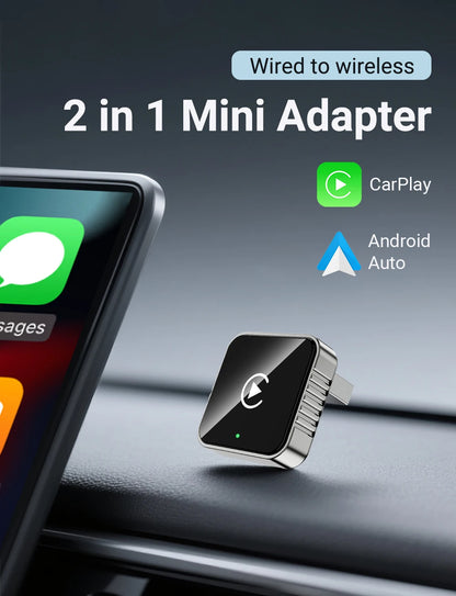 Wireless CarPlay Android 2026 New Smart Auto Adapter Hassle-Free Plug&Play Stable BT WiFi Connect OTA Upgradable Fit 99% Vehicle