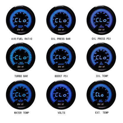 52mm Boost Water temp Oil temp Volt Vacuum Tachometer EGT Air fuel ratio Oil pressure Gauge 10 Color Car Meter
