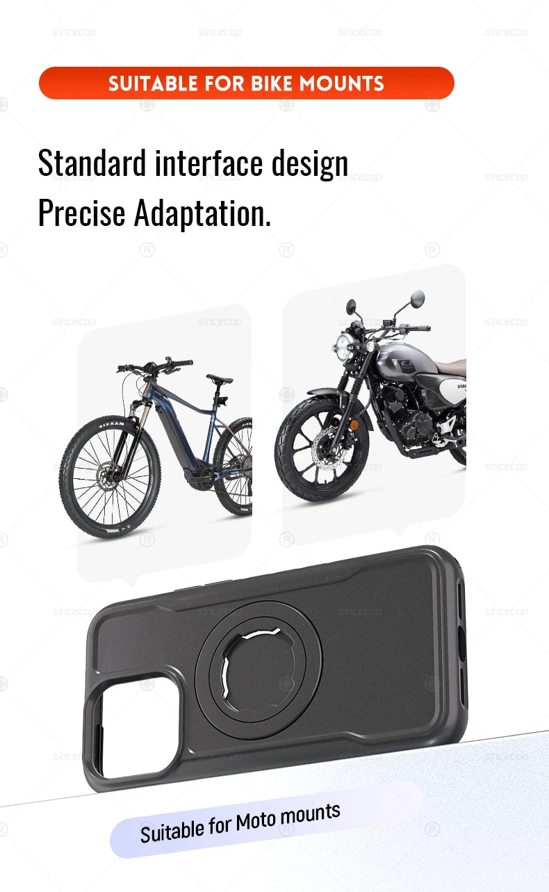 Quad-style Motocycle/Bike Magnetic Shockproof Case For iPhone 17 16 15 14 ProMax Charging Protective Cover with Lock-in Design