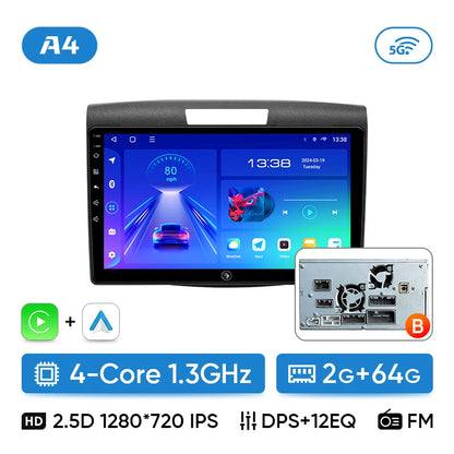 Ainavi Car Radio For Honda CRV CR-V 2012-2016 Carplay Android Auto Qualcomm Car Stereo Multimedia Player 4G Wifi DSP 48EQ