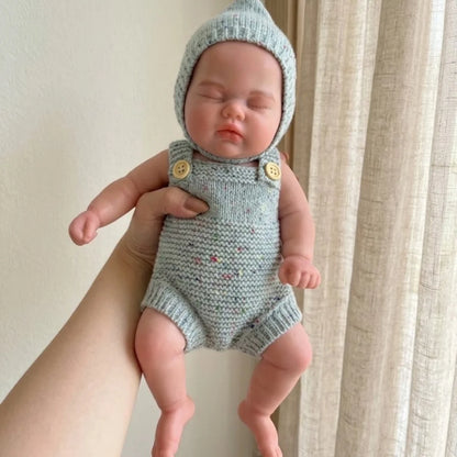 2 Sets Clothes With Close Eyes 33cm Bebe Reborn Silicone Girl Doll With Open Mouth Soft Touch Body 3D Painted Skin Lifelike Doll