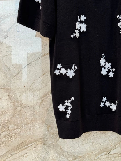 2026 New Arrival Women's Polo Shirt Chic Embroidered Floral Print Short Sleeve Casual Slim Fit Cotton Polo T-shirt