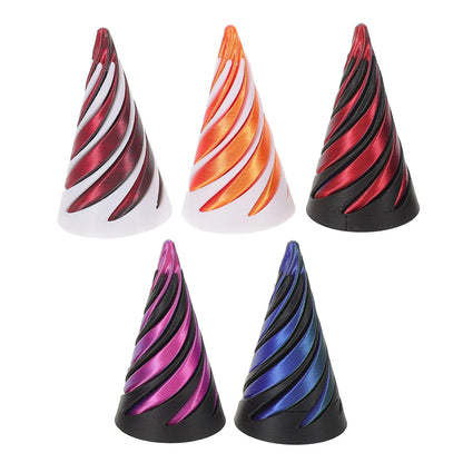 5Pcs Spiral Cone Fidget 3D Printed Dual Color Pyramid Passthrough Sensory Brain Teaser Kinetic Desk Puzzle Office Decompression