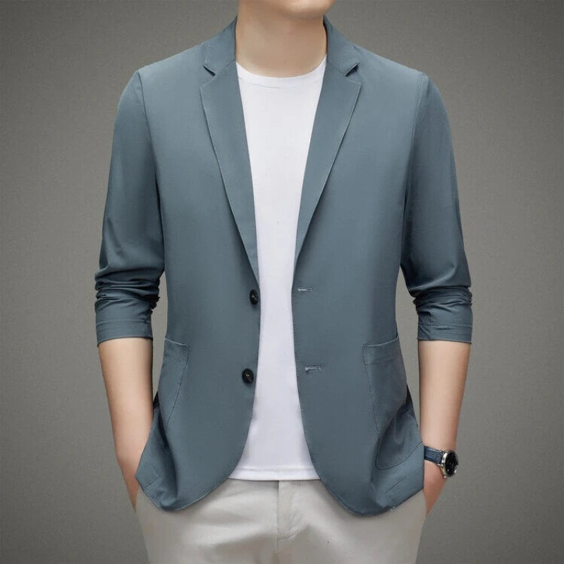 Men's Summer Thin Ice Silk Blazer Sunscreen Casual Jacket Lightweight Breathable Spring Summer Outerwear Single Suit Coat Top