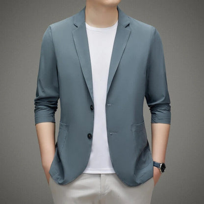 Men's Summer Thin Ice Silk Blazer Sunscreen Casual Jacket Lightweight Breathable Spring Summer Outerwear Single Suit Coat Top