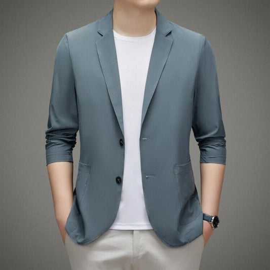 Men's Summer Thin Ice Silk Blazer Sunscreen Casual Jacket Lightweight Breathable Spring Summer Outerwear Single Suit Coat Top