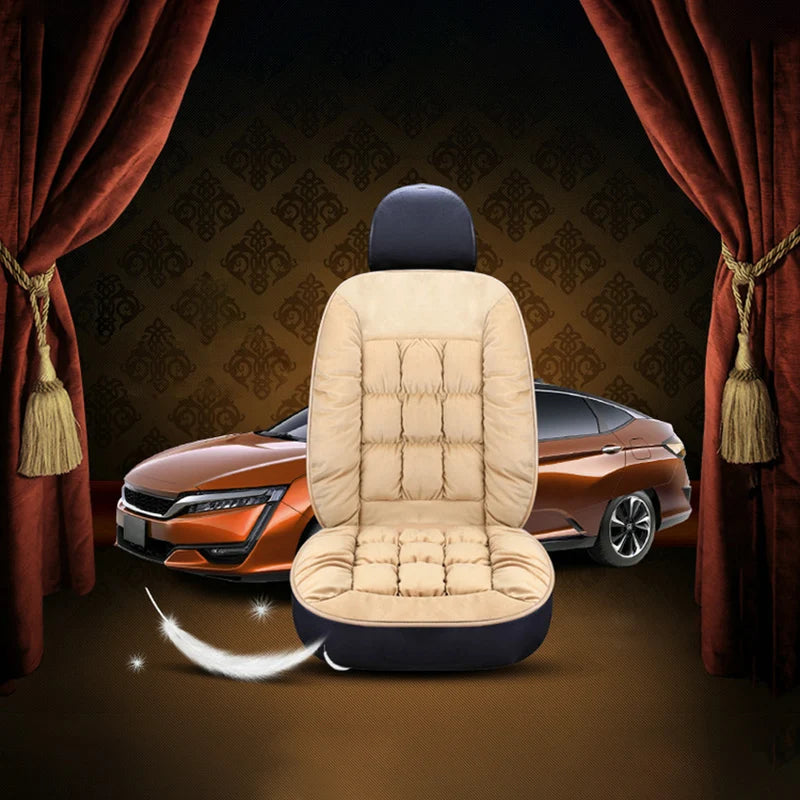 New Winter Luxury Car Seat Cushion 2025 Plush Plaid Thickening Warm Suv Universal Front Single Seat Cover Comfortable Breathable