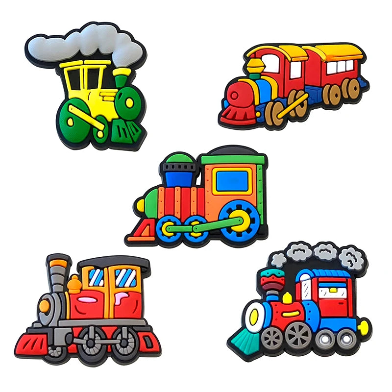Cute little train Good Quality Shoes Charms 5-100PCS PVC DIY Shoe bag Accessories For enthusiasts Wristband Kids Party Gifts