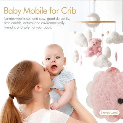 Baby Crib Mobile Rattle Toy 0-12Months Infant Soft Felt mobile Teddy Bear Bed Bell Hanging Toy Holder Bracket Crib Toy Gift