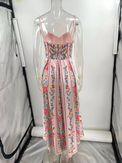 Ele High Waist Printed Holiday Dr Strapl Summer Casual Polyester Maxi Skirt Sle Women's Single Piece Faion