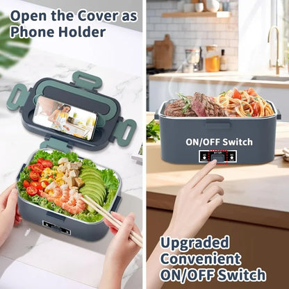 Electric Heated Lunch Box for Adults 100W 3-IN-1 2 Pack 1.8L Containers Heating Lunch Box for Men Portable Double Layer Fast He