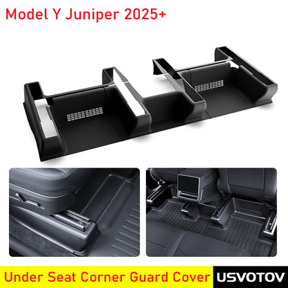 For Tesla Model Y Juniper 2025 2026 TPE Under Seat Corner Guard Seat Slide Rails Protector Cover Anti-Kick Flocking Accessories