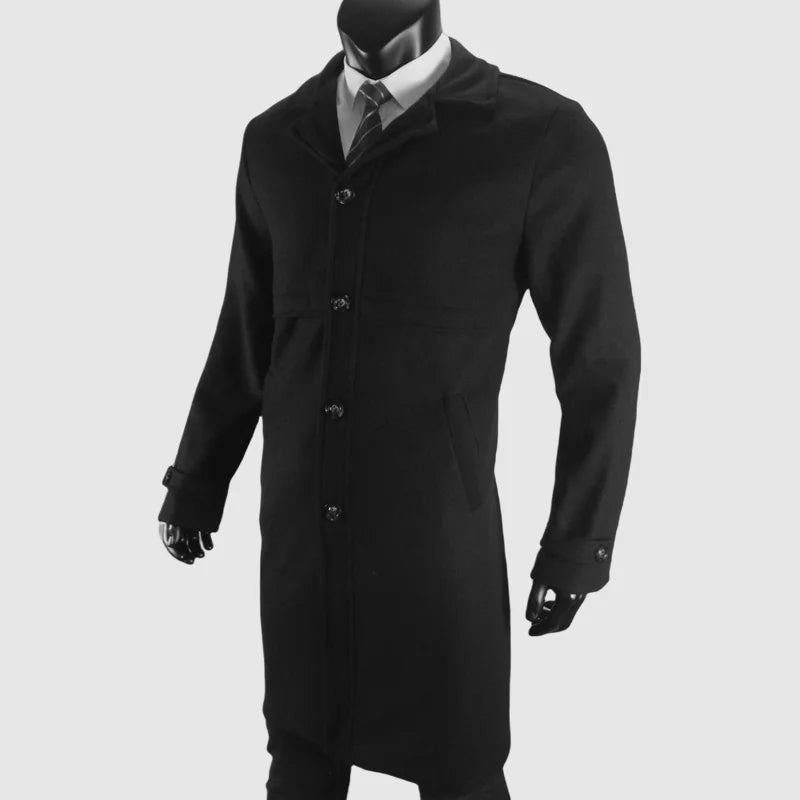 Men's Lapel Coat Office Street Casual Suit Wool Blends Outdoor with Lining Long Jackets Eu US Size Single-breasted Men Clothing