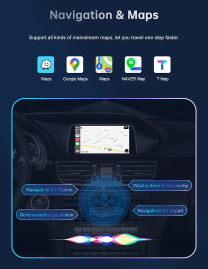 Road Top Wireless CarPlay for Mercedes Benz E-Class W212 E Coupe C207 NTG4.5/4.7/5.0 2011-2015 with Airplay Android Auto