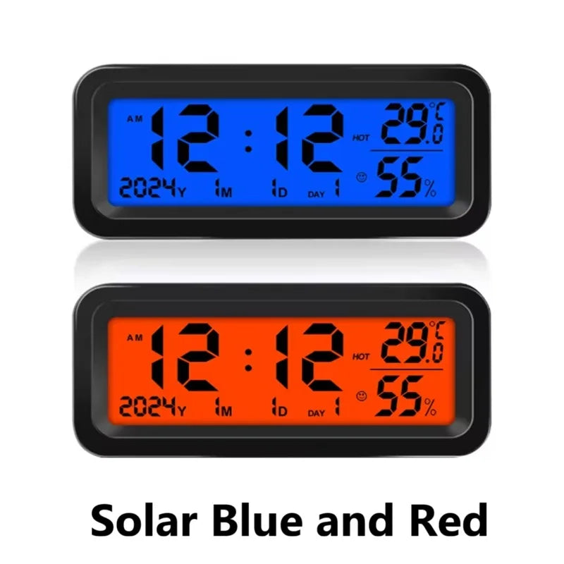 LCD Digital Solar/USB Car Clocks Power Dashboard Thermometer Automotive Electronic Temperature Humidity Gauge Automobiles Clock