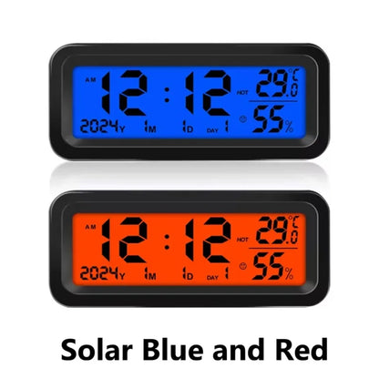LCD Digital Solar/USB Car Clocks Power Dashboard Thermometer Automotive Electronic Temperature Humidity Gauge Automobiles Clock