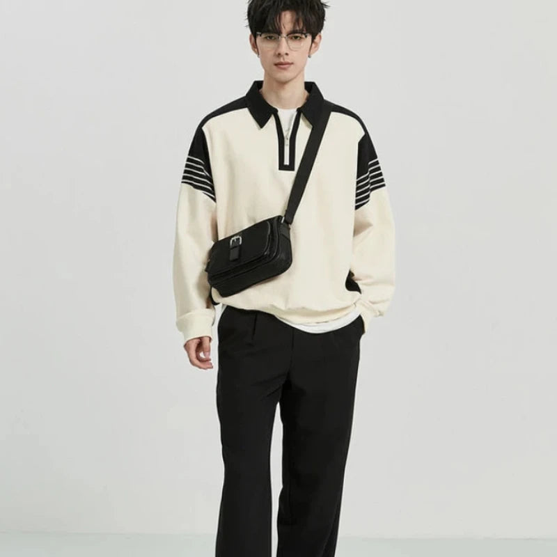 High Quality Baggy Male Sweatshirts Long Sleeve Mens Polo Shirts Luxury 2025 Sale Elasticity Regular Fit Cotton Tops Xl Pullover