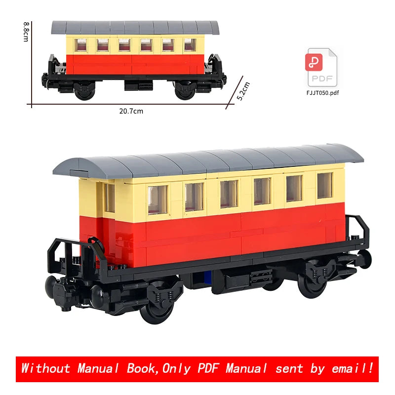 26cm Retro Double-Deck Passenger Train Car Building Blocks Model Green Gray Classic Train Display Toy for Hobbyists