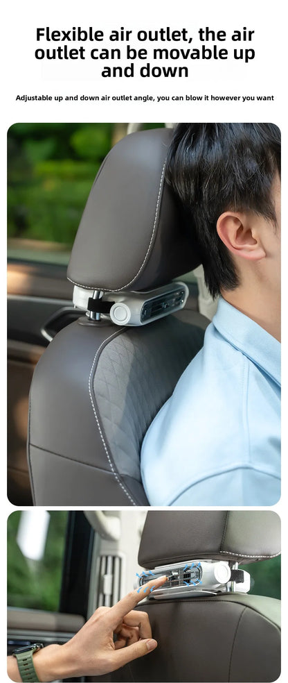 2026New Car Seat Fan 3000mAh Built-in Battery Long Lasting USB Portable No Blade Backrest Fan Car fan cooler Car Air Conditioner