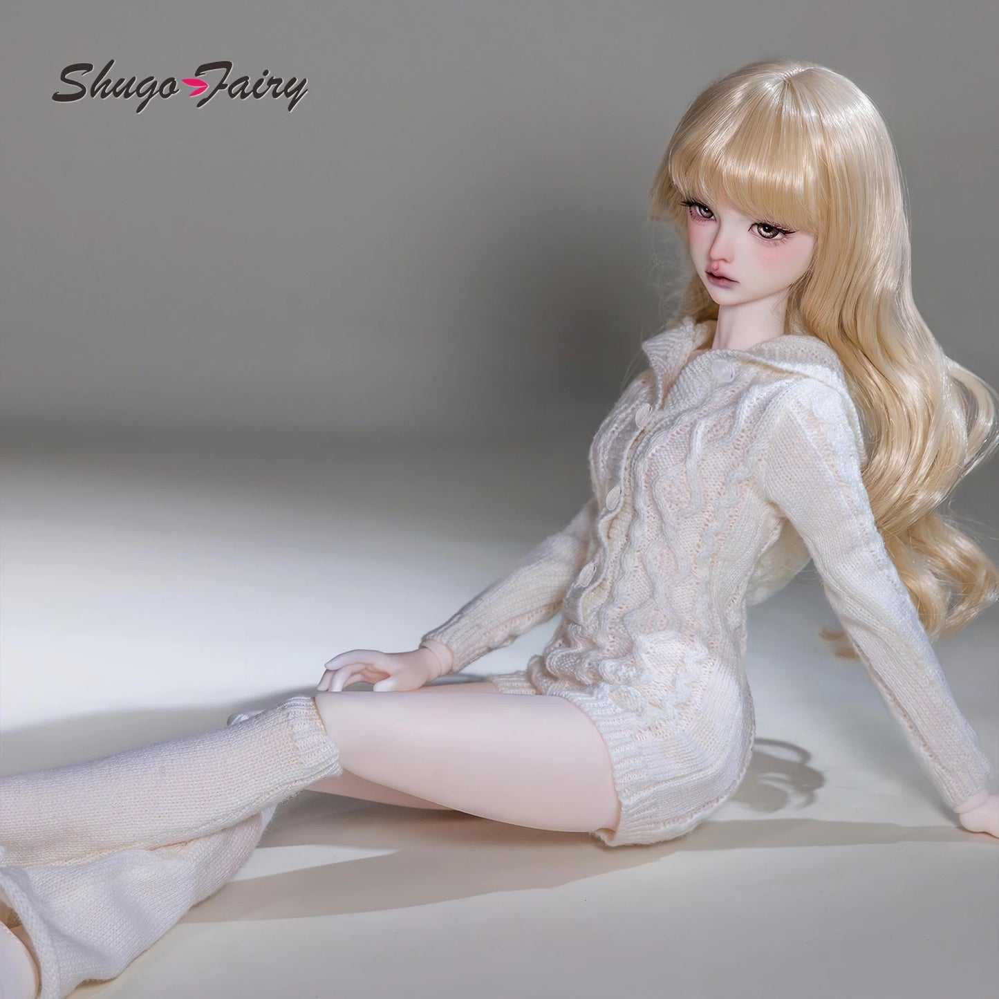 BJD Doll 1/4 Kaka H ShugaFairy MSD FullSet Cool Casual Uninhibited Lady Hooded Cable Knit Sweater Outfit Ball Jointed Doll