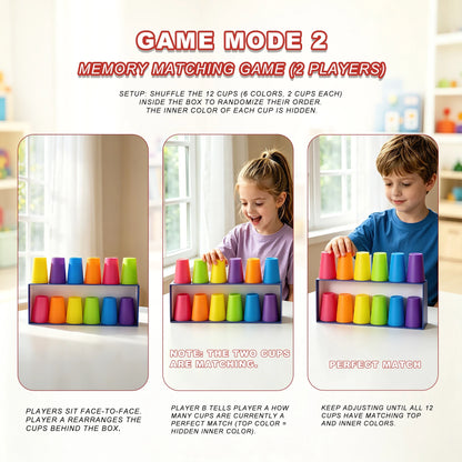 AIUAZA Speed Stacking Cup Challenge, Memory Matching  Stick Drop Game, Educational  3-in-1 Stacked Cup Battle Game for Kids