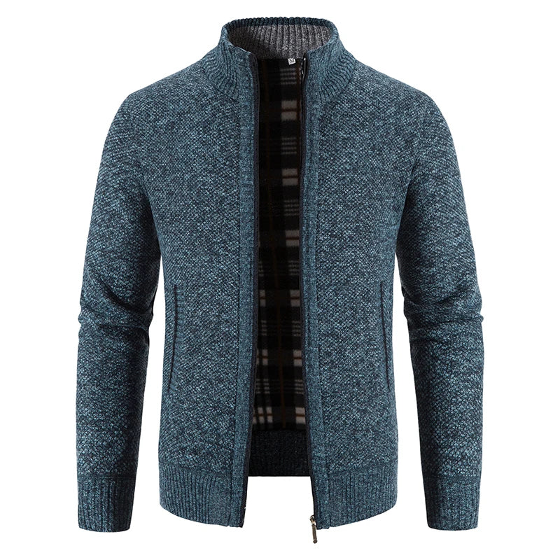 Men Sweater Jacket Winter Autumn Cold Coat Fleece Zipper Cardigan Soft Jumpers Turtleneck Warm Y2K High Quality Outerwear