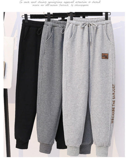 Thickened Fleece Cotton Harlan Pants Women's Casual Sports Sweatpants High Waist Elastic Bottom Leisure Trousers for All Seasons