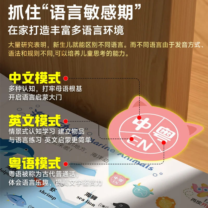 Cantonese Audio Early Education Book, Children's Cognitive Encyclopedia, Chinese English Cantonese Trilingual Cognition