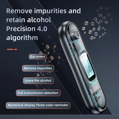 Alcohol Tester Portable Non-contact Breathalyzer Rechargeable With LED Screen Digital Display Automatic Breath Alcohol Test