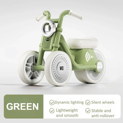 Kids Balance Bike Ride-on Motorcycle Toddler Balance Bike with Music & Lights Sturdy Non-Tip Design Quiet Wheels for Boys Girls