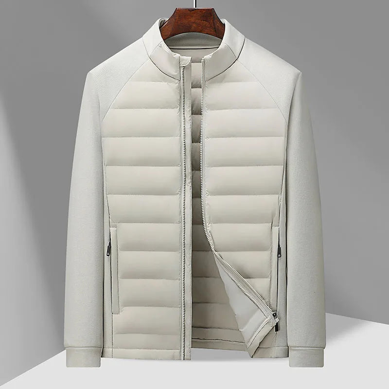 High-quality winter fashion, cool and lightweight hoodie, long-sleeved stand-up collar down jacket with 90% down content