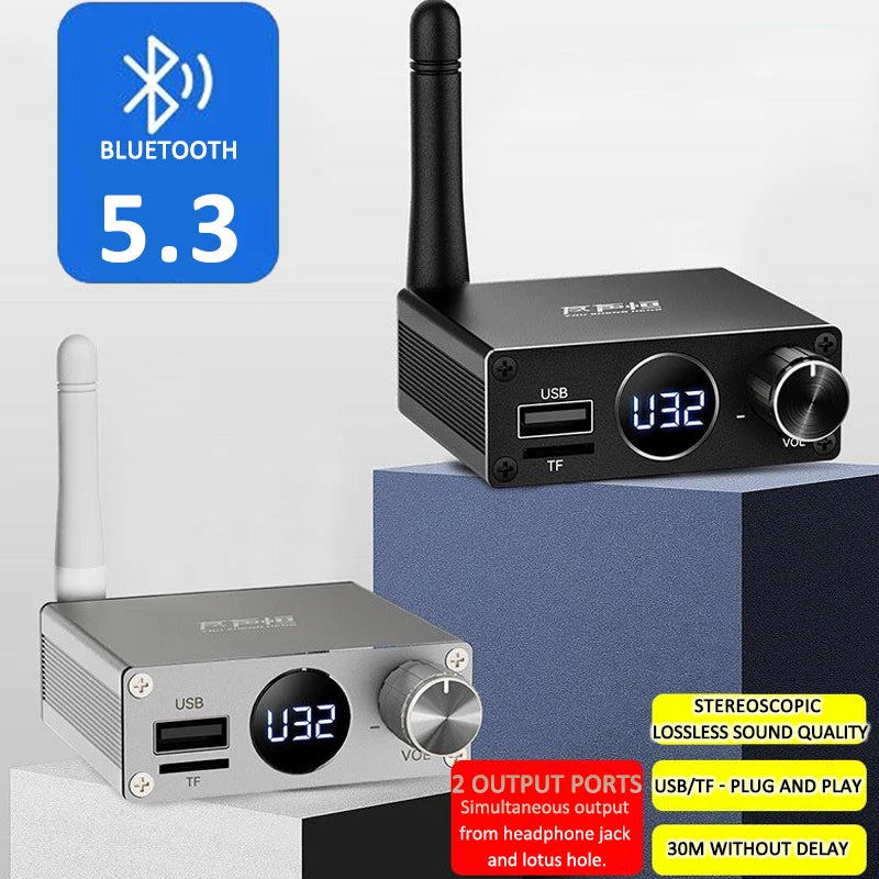 New 2 in 1 Long Range Bluetooth 5.3 Audio Transmitter Receiver RCA 3.5mm AUX Stereo Wireless Adapter For PC TV Headphones Car